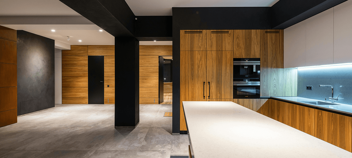 Matte Black Accents with Light Wood/White